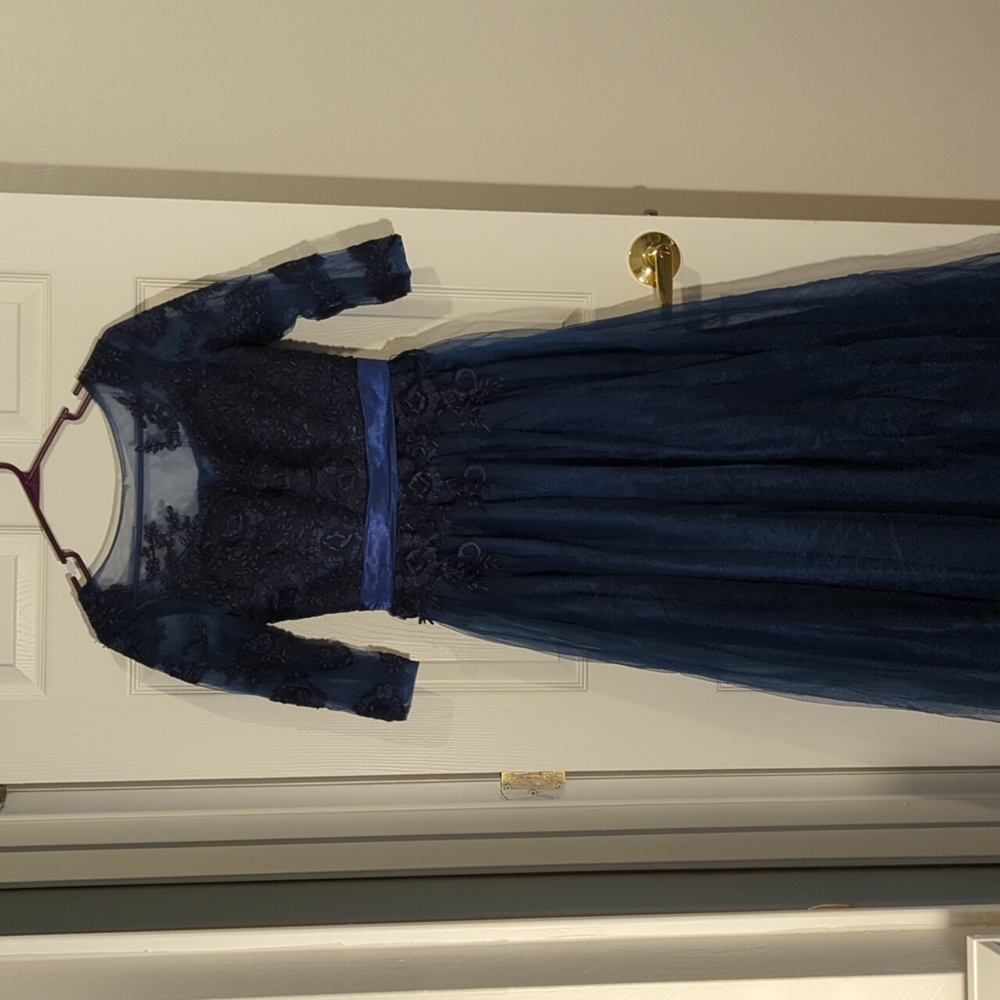 Long, formal blue dress